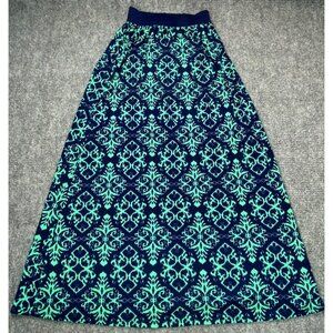 Joe B by Joe Benbasset Maxi Skirt Women S Green Blue Geometric Pull On Boho Work